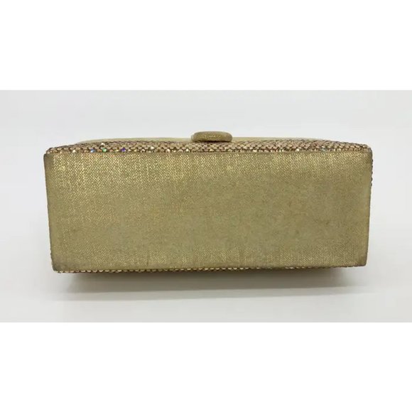 Vintage Judith Leiber Gold Suede and Swarovski Minaudiere - Picture 4 of 11